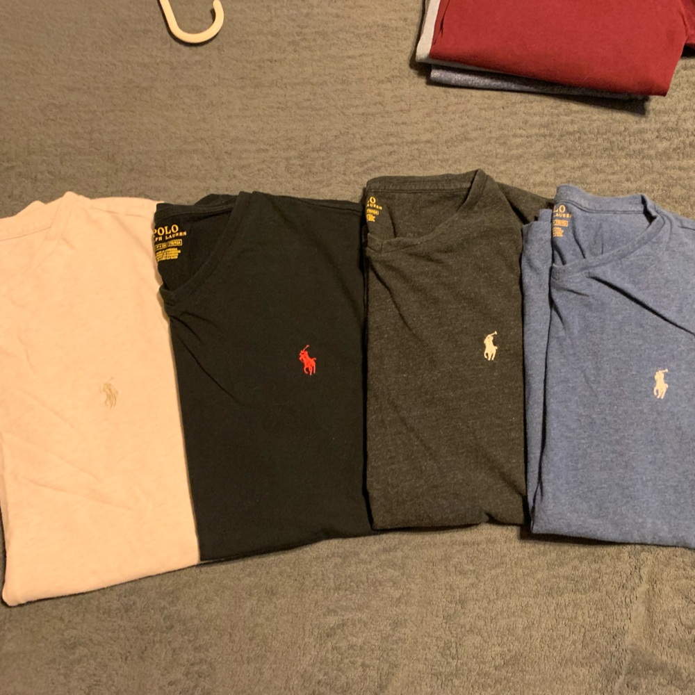Ralph Lauren Polo V-Neck T-Shirts in Light Gray, Black, Gray, and Blue (4)